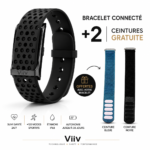 VIIV - Bracelet Connecté Sans Écran GX17 + 3 Bracelets Inclus, Suivi Santé 24/7, +120 Modes Sport, Étanche IP68, Compatible iOS & Android